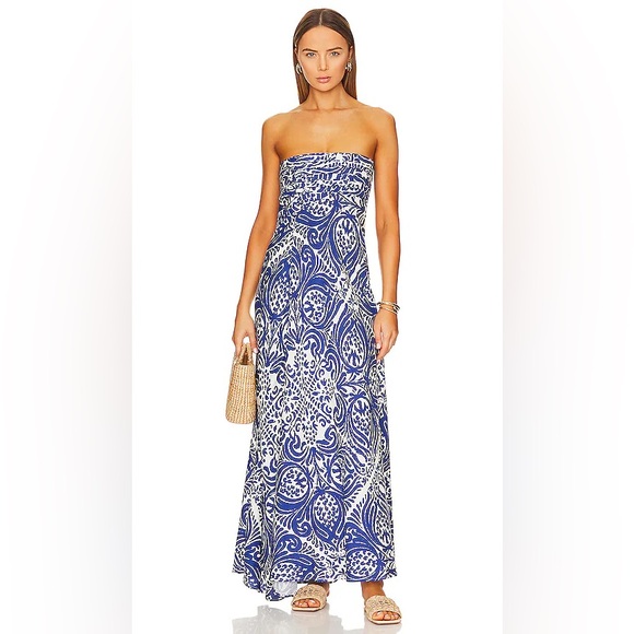 Shona Joy Pombeline Linen Strapless Corded Maxi Dress - Picture 1 of 5